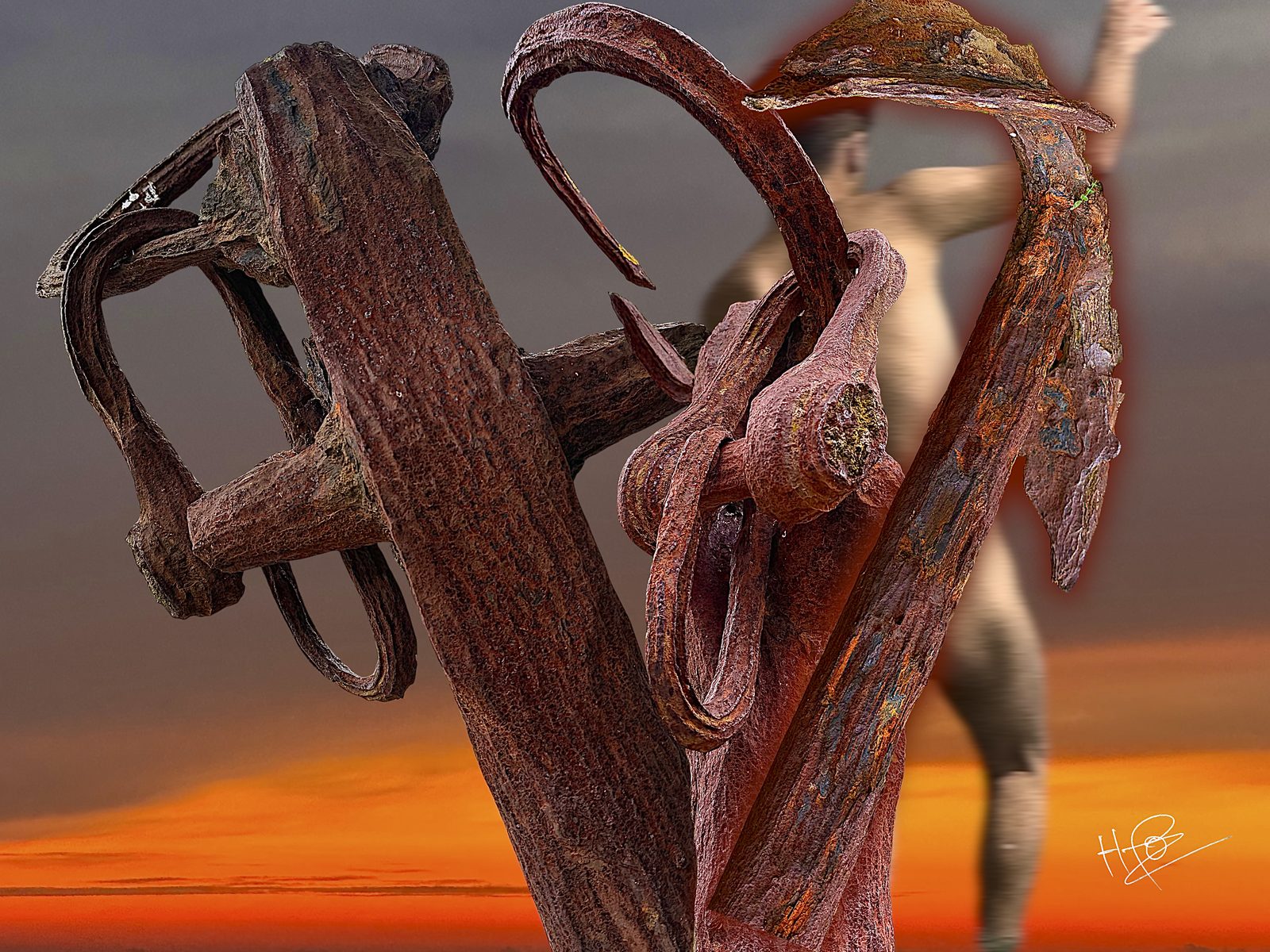 Nu art coucher de soleil