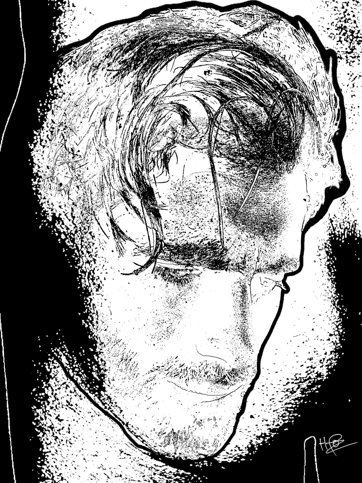 Portrait expressionniste N&B