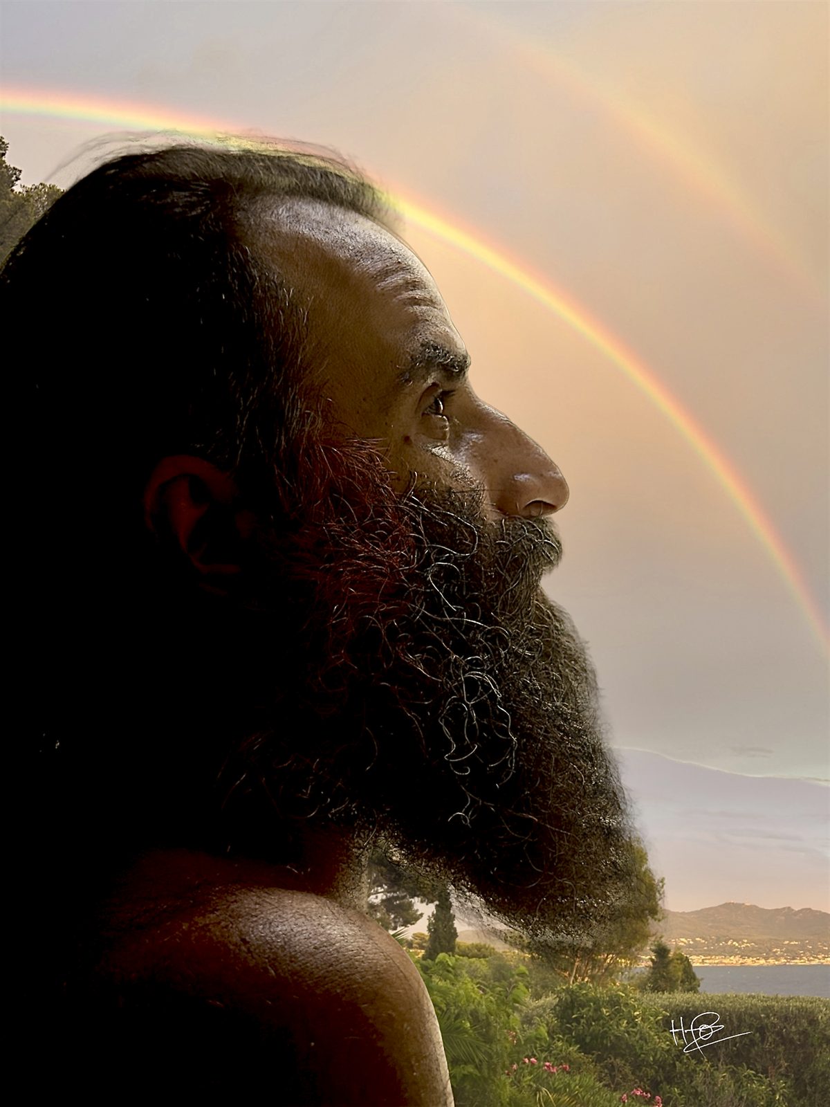 Portrait profil arc-en-ciel