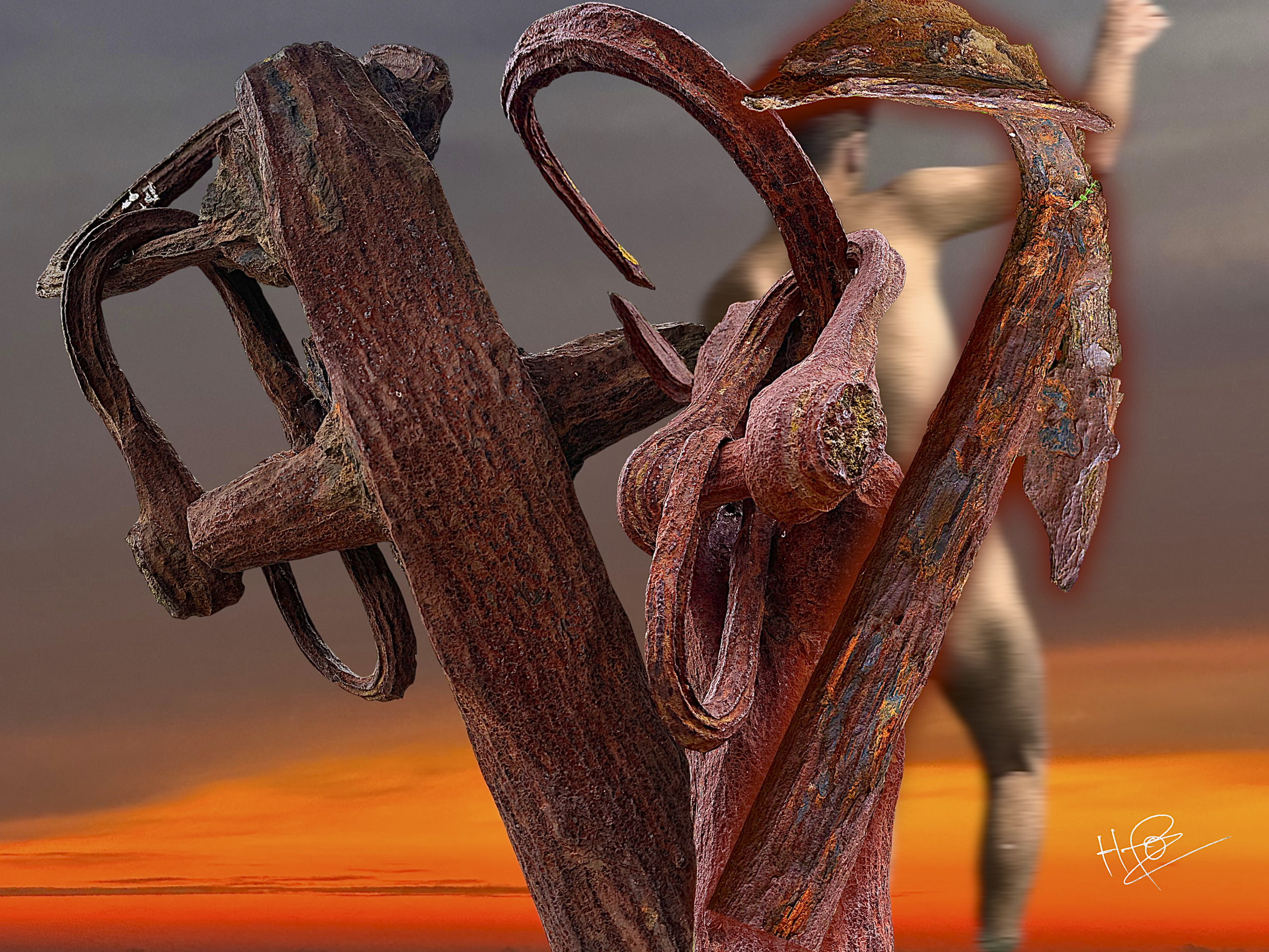 Nu art coucher de soleil